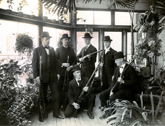 Members of the Sleeman family in the conservatory. XR1 MS A801 (Box 11, File 2)