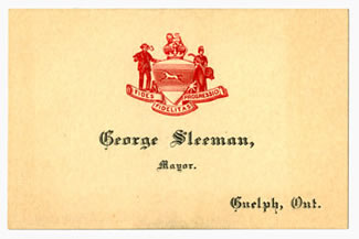 George Sleeman's business card as Mayor of Guelph XR1 MS A801 (Box 16, File 8)