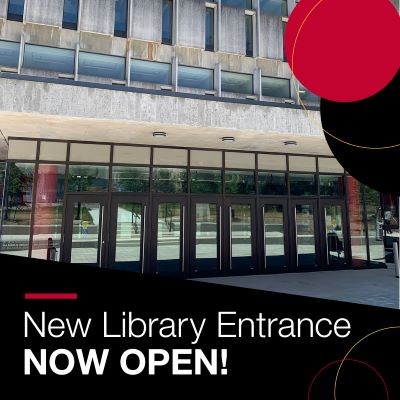 New library entrance. Now open.